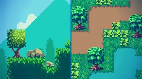 Step by step instructions for both platformer and RPG pixel art tilesets