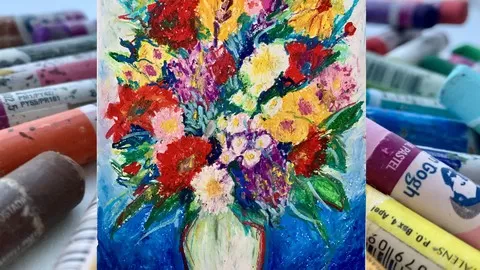 Create textured and colorful artwork with oil pastels