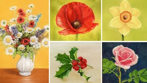 Learn how to draw 5 Flower Pictures. Get AMAZING results with Pastel Pencils. Create art you can be proud of.