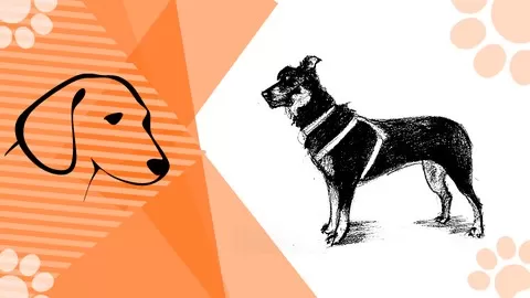 Learn to draw the dog figure step-by-step with these easy lessons