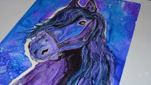 Intermediate Alcohol Ink Course - Create a magical Horse painting using Alcohol Inks on Yupo