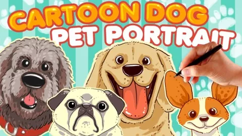 Discover how to draw funny cartoon dog portrait in an instant!