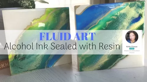 Alcohol Ink Fluid Art Diptych Abstract | 3 Types of Gold Paints | Sealed with Resin
