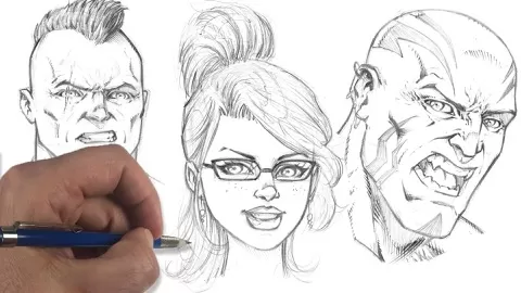 Drawing Comic Style Faces withTraditional Art Supplies