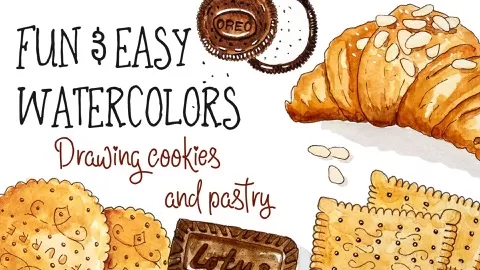 Let’s draw delicious pastry and cookies in watercolors!Watercolors are fun! You can literally draw anything with them