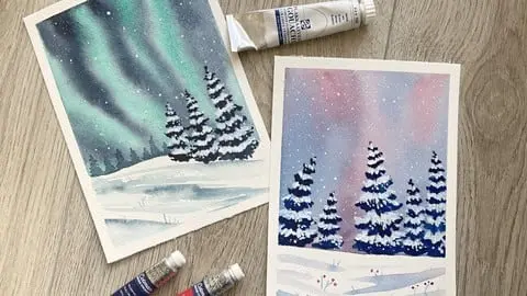 Learn How to Combine Watercolor and Gouache to Paint Lovely Winter Illustrations.