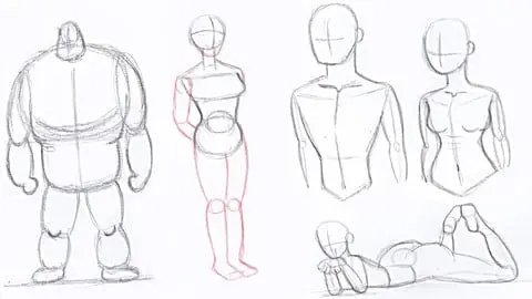 How to draw anatomy and figure of human with pencil step by step. Figure drawing with geometrical shapes.